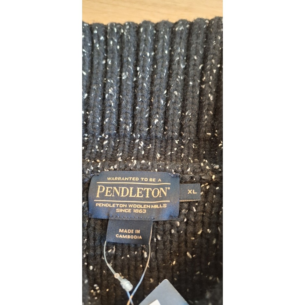 NWT Pendleton Black WESTERLEY DONEGAL FULL-ZIP LAMBSWOOL CARDIGAN Sweater Men XL - Picture 4 of 9